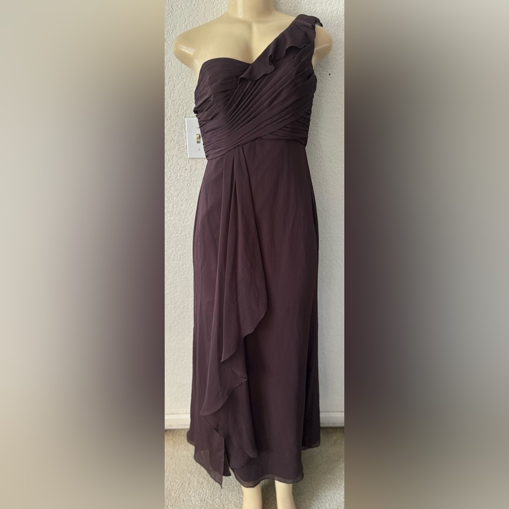 David’s Bridal Elegant One-Shoulder brown Dress y2k sexy long wedding formal